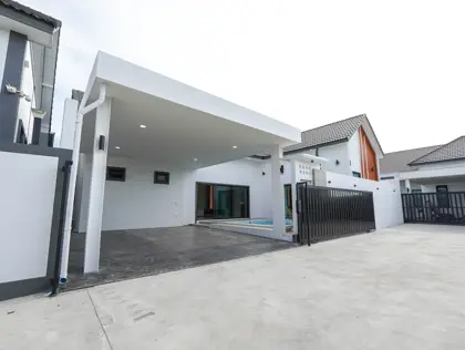 Luxury detached pool villa for sale, fully furnished with built-in furniture.